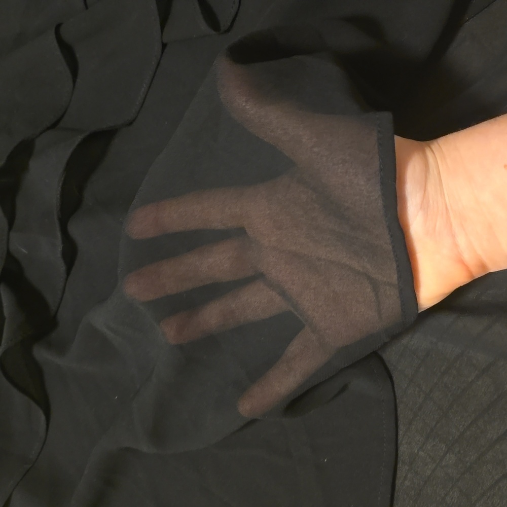Lulus Sheer Ruffle Black Cold Shoulder Tank Top - Picture 5 of 9